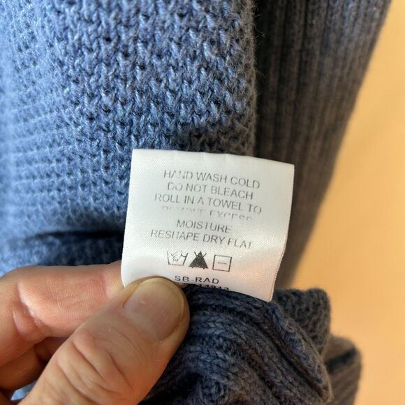 Woolrich Medium Blue Cotton Textured Knit 1/2 Zip Mockneck Sweater Size XL - Picture 10 of 13